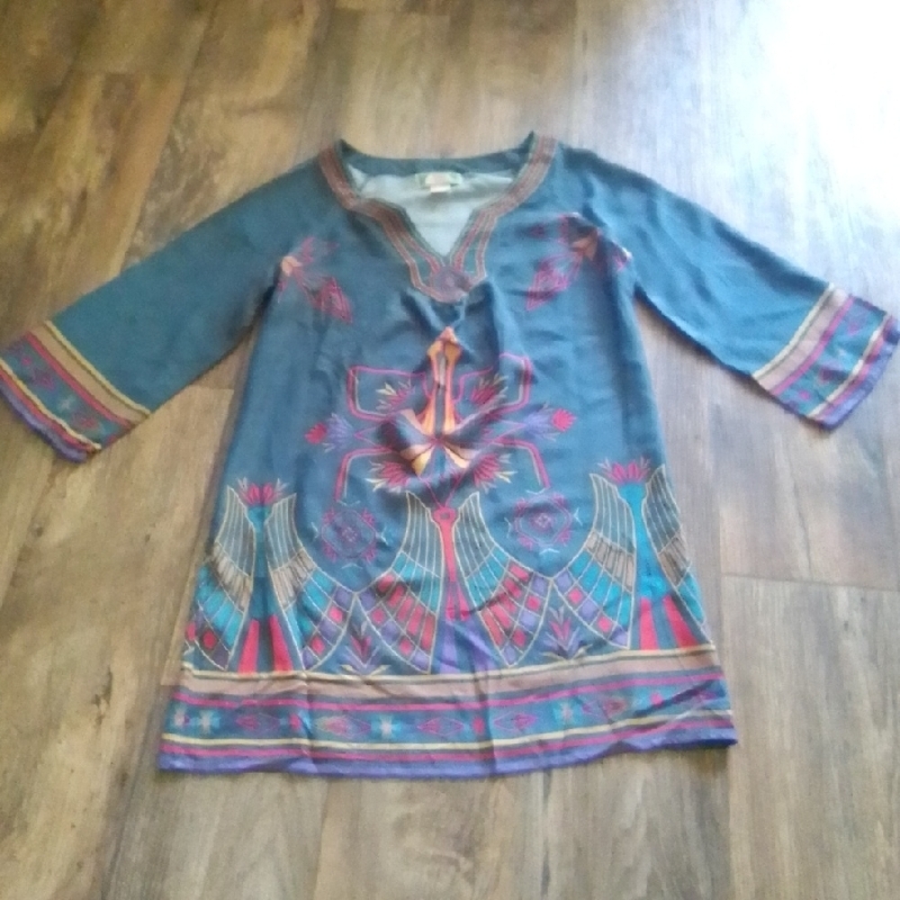 Flying Tomato Multicolor Bohemian Blouse Vintage V Nneck Size small